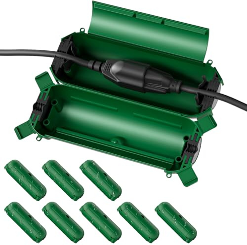 Flemoon [9 Pack] Outdoor Extension Cord Safety Cover, IPX4 Waterproof Connection Protector, Weatherproof Electrical Box for Outdoor Plug, Outlet, Holiday Light, Christmas Decorations, Green