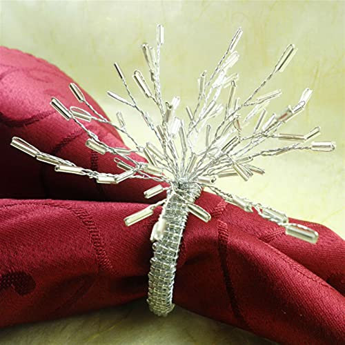 serviettenringe Serviettenring Weiß Zweig Glas Perlen, Serviettenhalter Bankett Abendessen Serviette Dekor napkin holder