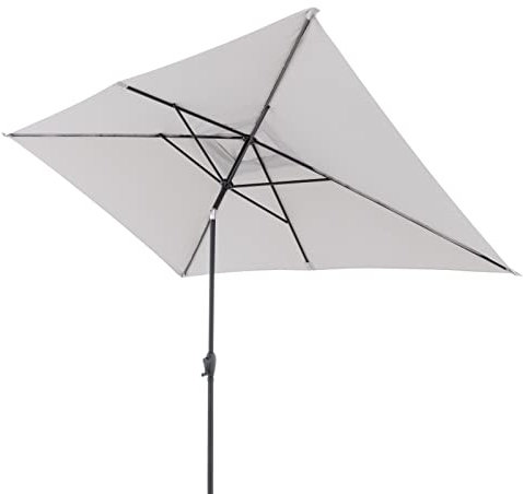 Doppler Sonnenschirm für den Garten Jack 300x200cm in Hellgrau - Rechteckiger Sonnenschirm für Balkon & Terrasse - Schirm knickbar - Großer Balkonsonnenschirm - Kippbarer Kurbelschirm