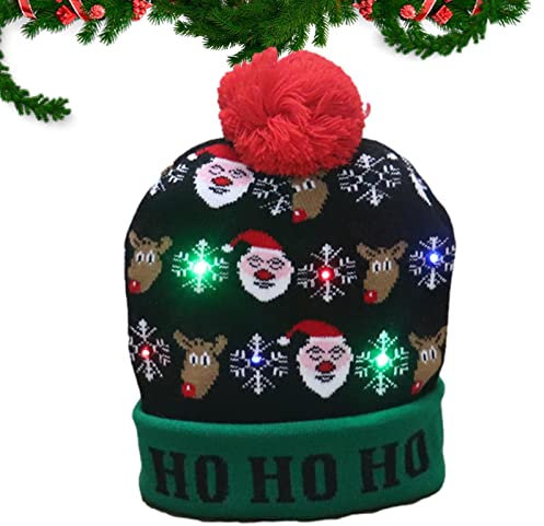 Bexdug Leuchten Sie Weihnachtsmütze | LED-Weihnachtsstrickmütze,Leuchtende Weihnachtsmütze Wintermützen für Männer Frauen Partyzubehör