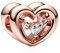 LaMenars Rose Gold Shiny Heart Pendant Charm 925 Sterling Silver Women's Bracelet Necklace Pendant Valentine's Day Mother's Day Girl Gift