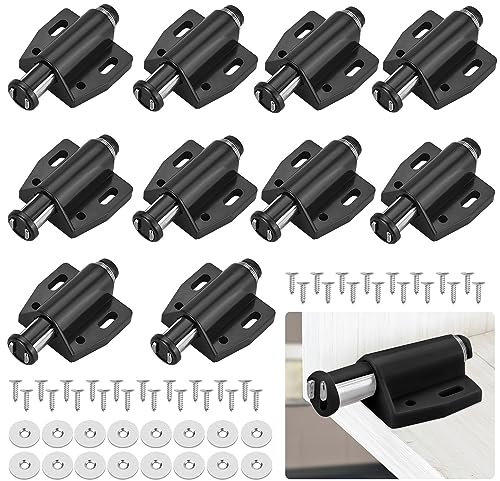 KBNIAN 10 Stück Magnet Drucktüröffner Magnetschnäpper Möbel Federschnäpper Magnetverschluss Push to Open Magnet Druckschnäpper für Schranktüren, Bücherschränken, Schubladen (Schwarz)