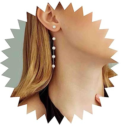 Yienate Boho Lange Perle Tropfen Ohrringe Vintage Gold Quaste Perle Baumeln Ohrringe Erklärung Perle Kette Tropfen Baumeln Ohrringe Hochzeit Prom Braut Perle Haken Ohrringe Schmuck Für Frauen