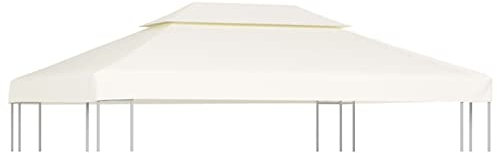 Homgoday Telo di Ricambio per Gazebo 310g/m² Bianco Crema 3x4m, Gazebo da Giardino, Gazebo Ombrellone da Giardino Spiaggia Pesca Esterno Antivento per Arredo Giardino Terrazzo Ambienti