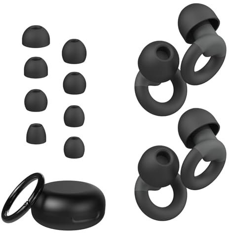 JUSTRVN Ear Plugs for Sleeping, 2 Pairs of Reusable Earplugs for Noise Reduction 25dB-30dB with 8 Ear Tips, Soft Hearing Protection EarPlugs for Concert,Noise Sensitivity, Study & Work