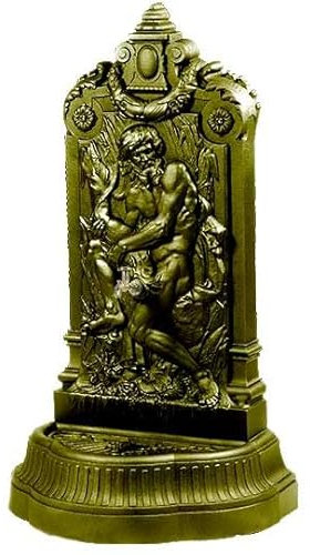 Wandbrunnen Neptune Alte Bronze, mit Messinghahn, H.160