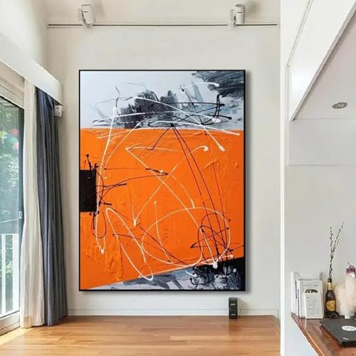 Großes Panorama-breites abstraktes Gemälde, moderne Wandkunst, Leinwand, extra großes Leinwandgemälde, abstrakte Wanddekorationen, 70 x 100 cm/(28 x 40 Zoll) mit schwarzem Rahmen