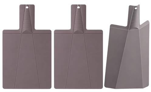 3 Stück Kunststoff Faltbar Schneidebrett, 38x21,5x1cm Rutschfestes Klappbares Schneidebretter für Küche, Picknick, Schneiden von Obst, Gemüse, Fleisch, Grau