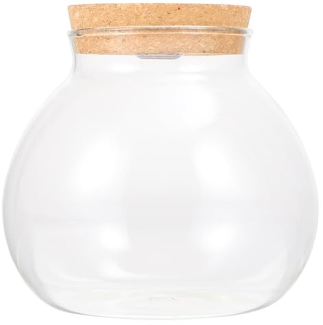 ULTECHNOVO Clear Glass Plant Terrarium Containers, Succulent Planter with LED Light, Plant Landscape Jars Fish Bowl Vase for Plants Succulent Air Planter, Office Home Decoration