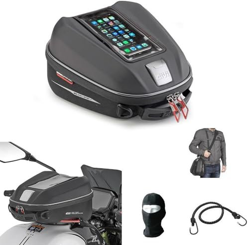 farbrothersonline KOMPATIBEL MIT DERBI SENDA DRD EVO 50 SM KIT GIVI-TASCHE + TANLKLOCK FLANSCH FÜR MOTORRAD-TANK 6 LITER MIT NAVIGATOR/HANDY/HANDY/GPS 240X290X170MM WASSERFEST