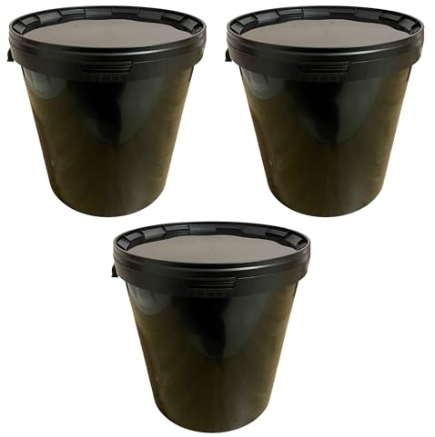 SILPLAST 3 x 30 Liter Eimer mit Deckel schwarz Kunststoffeimer für Lebensmittel Chemie Mehl stapelbarer Vorratseimer aus Kunstoff Behälter Milcheimer Honigeimer Wassereimer Aufbewahrungsbehälter
