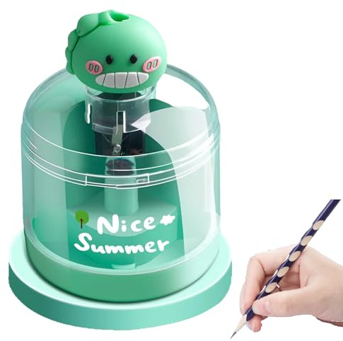 Elektrische Niedliche Bleistiftspitzer Für Kinder, Niedlicher Tier-Stil, Kleiner Buntstiftspitzer, Automatischer Bleistiftspitzer Mit Rutschfesten Pads Für Zuhause, Büro, Schule(Grün)