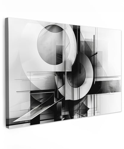 MuchoWow© Bild auf Leinwand Groß XXL Schlafzimmer Bilder Badezimmer Wand | 120x80 cm - Deko Wohnzimmer Moderne Wanddeko Bilderwand Geschenk Abstrakt - Kunst - Modern - Schwarz und weiß