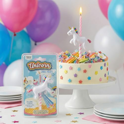 Unicorn Candle Holder, Reusable Birthday Cake Topper, Unicorn Themed Party Decoration