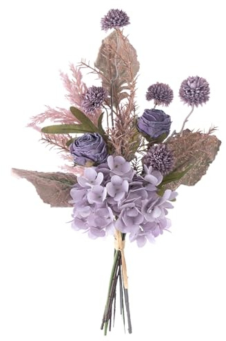 MEIVINES Kunstblumen Hortensien Seidenblumen Kunstblumenstrauß Blumenarrangements Kunstblumen Wie Echt Künstliche Pflanzen Blumen Deko Blumen Künstlich für Zuhause Hochzeit Garten Dekor (Lila)