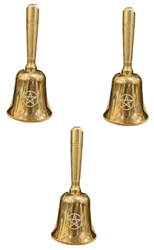 Alipis 3st Kleine Altarglocke Messdienerglocke Bastelglocke Rituelle Opferdekoration Vintage- Antike Handglocke Tibetische Singende Glocke Wicca-Accessoire Golden Messing