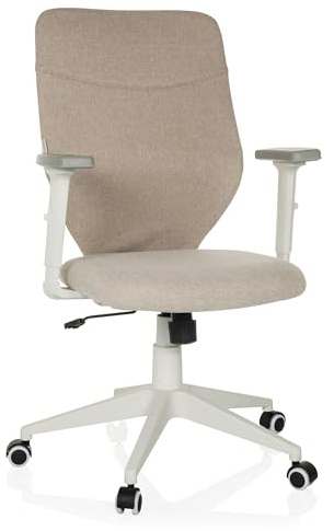 hjh OFFICE Ergonomischer Home-Office Stuhl COSIO II Drehstuhl für Büro, Armlehnen & Lordosenstütze höhenverstellbar, Beige