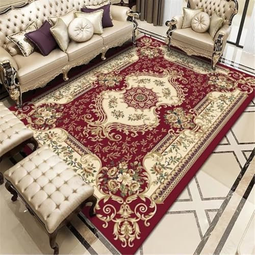 RUGMRZ Teppich Teenager Mädchen Flickenteppich Waschbar Stressabbauender roter Esszimmerteppich, schallabsorbierender, Rutschfester, waschbarer Wohnzimmerteppich Teppich Flur Lang 200X260CM
