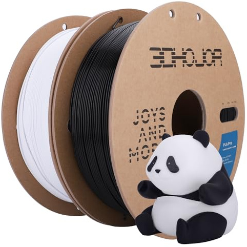 3DHoJor PLA+ PLA Plus Filament 1.75mm 1kg*2 for 3D Printer,Black+Cold White
