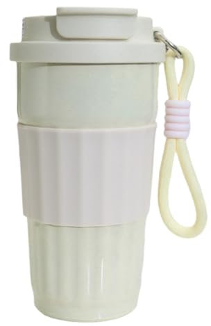 500 ml Premium-doppelwandiger, vakuumisolierter Edelstahlbecher mit 2-in-1-Deckel, autofreundlich, BPA-frei, auslaufsicher und langlebig für den Außen- und Bürogebrauch (cremefarben)