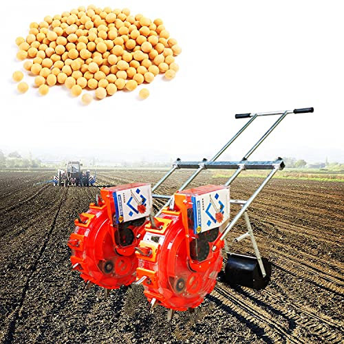 CASEGO Manual Seeder Handheld Seeding Machine Double Row Sowing Seed Planter, Hand-push Roller Seeder Spreader Fertilizer Applicator (5 Mouths)