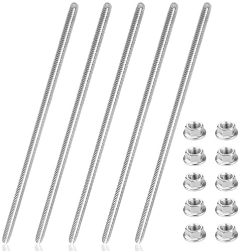 ENUTROF Gewindestange Gewindestang M8X30CM Gewindestangen Gewindestab 5STK | Edelstahl Volle mit 10 Flanschmuttern für Die Maschinen und Möbelherstellung (M8x300MM)