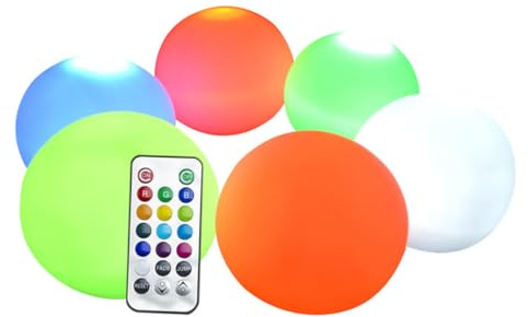 NUOBESTY Waterproof Outdoor Decor Lamp 8cm Round Glowing Sphere Light with Remote Control, Colorful Night Light for Garden and Patio, 2pcs