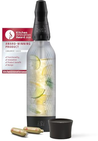 iSi Twist'n Sparkle Virtuoso Spruzzatore d'acqua 0,95 l – Soda Maker per acqua frizzante, succhi e cocktail – Sprudler & Soda Maker con custodia in silicone antiscivolo – Macchina alternativa per