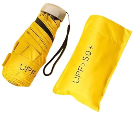 UxicRuya Paraguas Simple, Resistente Y a Prueba de Viento para Hombres Y Mujeres, Paraguas Plegable Pequeño, Amarillo, universal