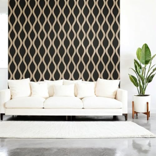 Wavy Acoustic Wall Panels – Dark Oak 3D Wood Effect Sound Absorbing Wall Cladding Panels – Decorative Wooden Slat Wall Panels for Living Room, Bedroom & Office (1 Pack, Covers 5.76m²) (Oak)