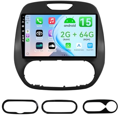 MSD 9 Pollice 2G+64G Autoradio Per Renault Kaptur Captur (2014-2019) | Android 15 GPS Navigation Radio | Carplay Android Auto Volant Dual Band WiFi DSP DAB Bluetooth Mirror link | Telecamera | 2 Din