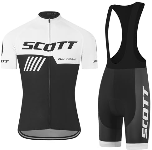 SIKLIN Rennrad Trikot Kurzarm Herren Set, Fahrradbekleidung Herren mit 5D-Gelpolster, Fahrradtrikot mit 5 Taschen Sommer