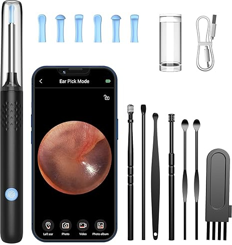 LMECHN Ear Cleaner with Camera, Ear Wax Removal Kit with 1080P, Ear Camera Otoscope with LED Light, Ear Cleaning Kit for iPhone, iPad, Android Phones