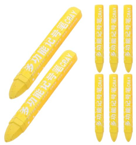 ROMISBABA 8pcs Yellow Tire Marking Crayon Pen for Rubber Tires and Wood Water-resistant Wax Material, Precise Application and Comfortable Grip, for Workshop and Construction Sites