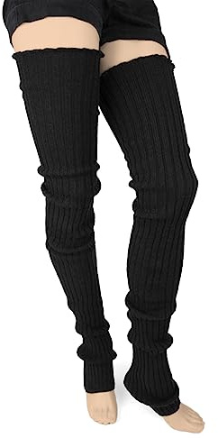 Foot Traffic Women's Cable-Knit Leg Warmers (Black, Super Long)