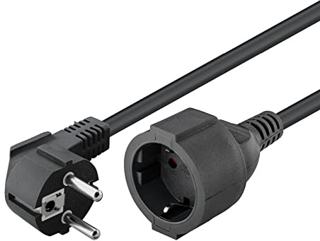 Goobay 94700 Prolunga con Standard Tedesco, Nero, 2m Lunghezza del Cavo
