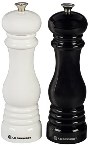 Le Creuset Set de Moulins à Sel et Poivre, Corps Ultra Résistant ABS, Mécanisme en Céramique, Noir Mat, /Blanc, 96002100169100
