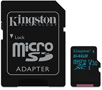 Kingston Canvas Go SDCG2/64GB MicroSD Card Capturing Life on the Move, Class10 UHS-I U3, SD Adapter Included