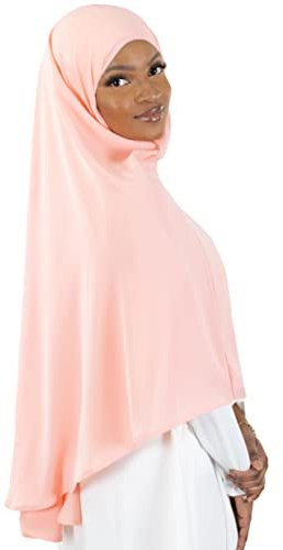 Khimar Hijab KH100 - Maglia da donna musulmana velata, Pesca, Taglia unica