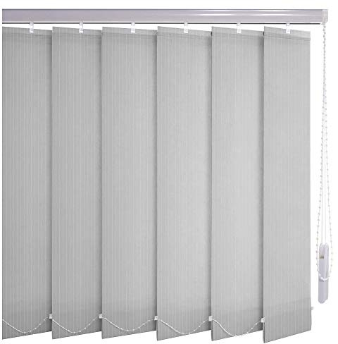 Sonnenschutz-HH® - Lamellenvorhang grau Leinenoptik mit Streifen lichtdurchlässig - Breite 150 cm x 210 cm Höhe - Lamellenbreite 127mm Vertikaljalousie Vertikalanlage Schiebevorhang