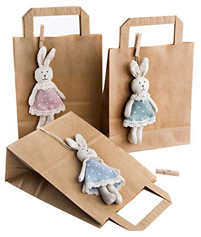 Logbuch-Verlag 3 Osterhasen Ostertüten als Osternest 18 x 22 x 8 cm Stoffhasen Osteranhänger Kinder Geschenk zum Befüllen