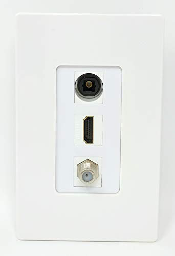 RiteAV - 1 porta HDMI 1 cavo coassiale TV-tipo F 1 Toslink da parete senza viti