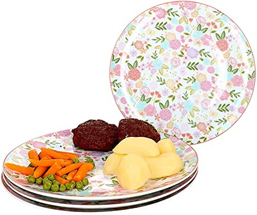 Ritzenhoff & Breker 4-teiliges Teller-Set Sweet Flower I Speiseteller-Set für 4 Personen I Flache Essteller mit Blumen-Dekor I Hochwertiges Geschirrset I 4 Porzellanteller mit Ø 27 cm