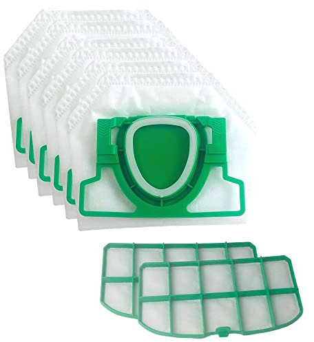 12 Microfleece Vacuum Cleaner Bags, 5 Layers, Suitable for Allergy Sufferers, Premium Quality Suitable for Vorwerk Kobold VK 200 + 2 Motor Protection Filters/Hepa