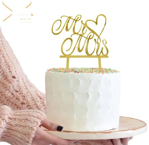 Hochzeit Goldglitzer Acryl Torten-Topfer mit Personalisierung für Mr & Mrs, Cake Topper, Brautparty und Jahrestag