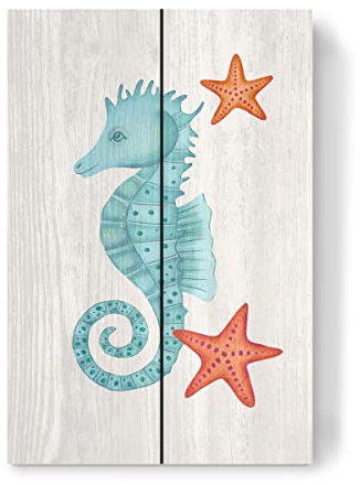artboxONE Holzbild 30x20 cm Für Kinder Seepferdchen und ganz viel Meer von Künstler CalliLetters