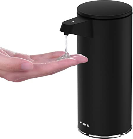 AIKE Seifenspender Automatisch Edelstahl mit Sensor Infrarot, 280ml Berührungsloser Automatischer Seifenspender USB-Aufladung