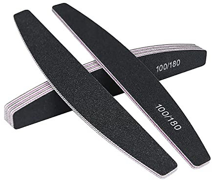 Kafeiya Nagelfeile[5 Stück] Nagelfeile 100/180,nagelfeilen für gelnägel,nagelfeilen,Nagelfeilen Feilen Nägel-Doppelseitige Feilen,Nagellackkombination für Nagelstudio und Zuhause(Schwarz)