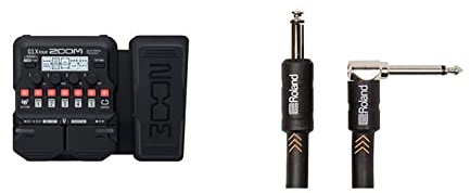 Zoom G1X FOUR Gitarreneffekt Multieffekt & Roland Black-Serie 3m Instrumentenkabel, gewinkelt/gerade 6,3-mm-Klinkenstecker - RIC-B10A
