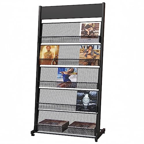 Kroey floor magazine rack brochure display stand for offices and public reception area,literature rack with 4 Universal wheels (70×27×13.8)